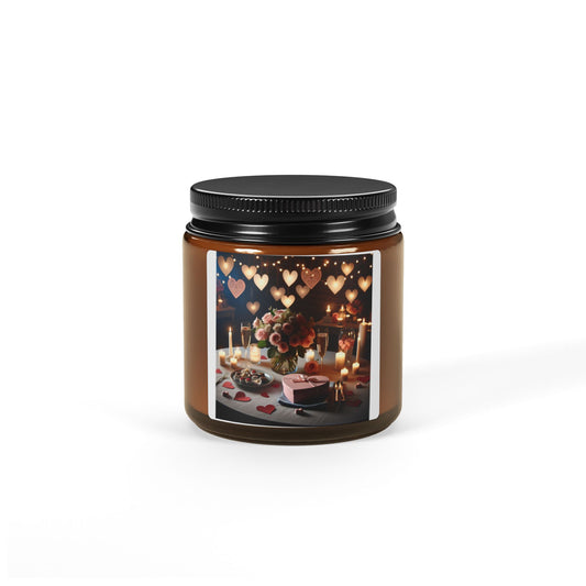 Romantic Scented Soy Candle - Multi-Size Amber Jar for Cozy Nights